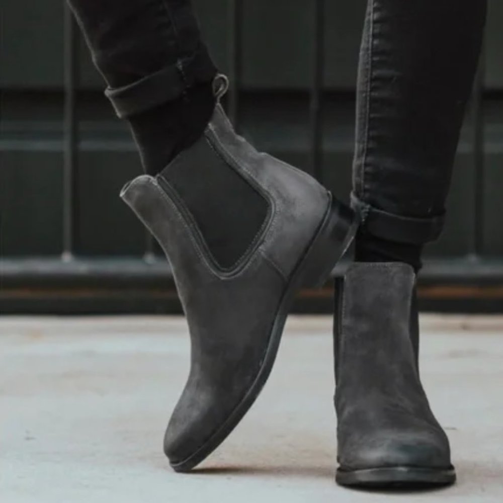 Thursday Duchess Chelsea Grey Suede Boots Booties